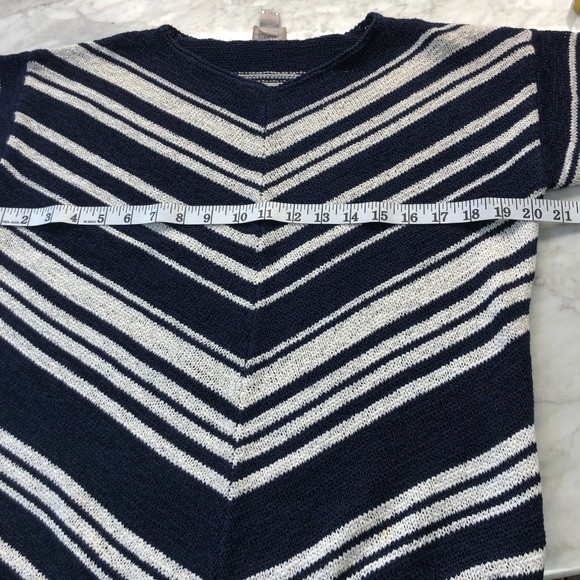 Sporty Chico's Coastal Chevron Stripe Cotton Blend Knit 3/4 Sleeve Sweater M - Picture 9 of 10